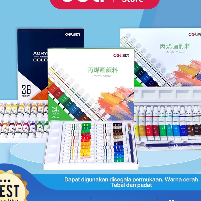 

KP8 Deli Acrylic Paint Cat Akrilik Anak 2436 Warna Dapat Ditulis di Kain Tanah Liat 73912 73915