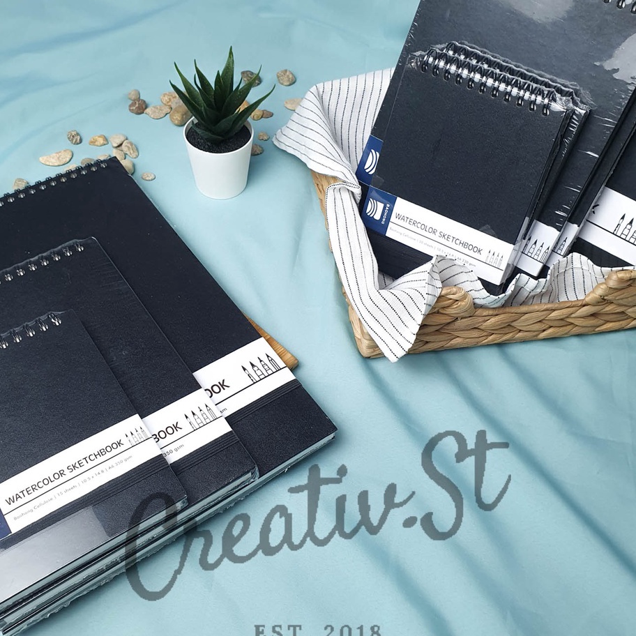

KP8 BAOHONG Watercolor Sketchbook Cellulose Paper 3 Gsm A6 A5 A4 Buku Sketsa Lukis Cat Air