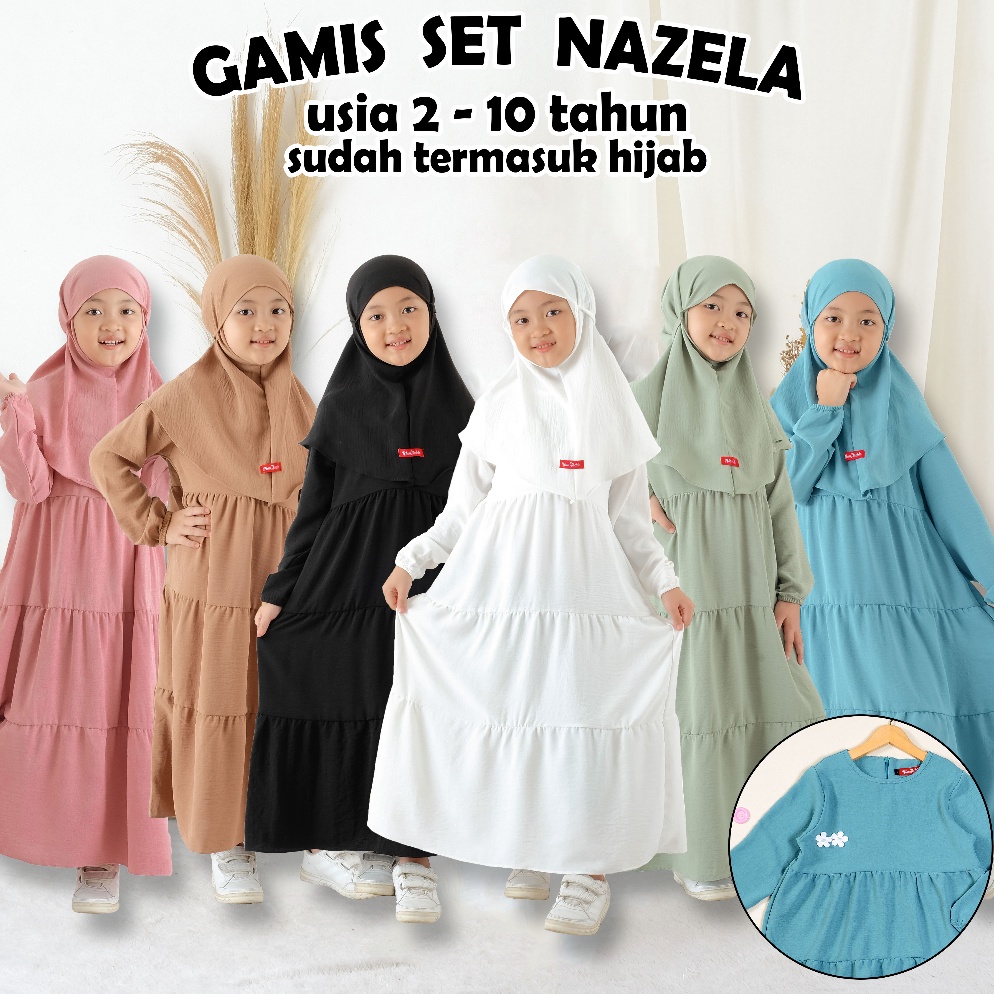 Kemerdekaan SALE  Man Jadda Nazeela Gamis dan Hijab Anak 2 3 4 5 6 7 8 9 1 Tahun Crinkle Airflow Ste