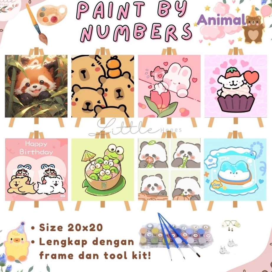 

KF7 PAINT BY NUMBER AESTHETIC CUTE ANIMAL 2x2CM Canvas Painting Kit Frame Lukis Kreatif Aktivitas Anak