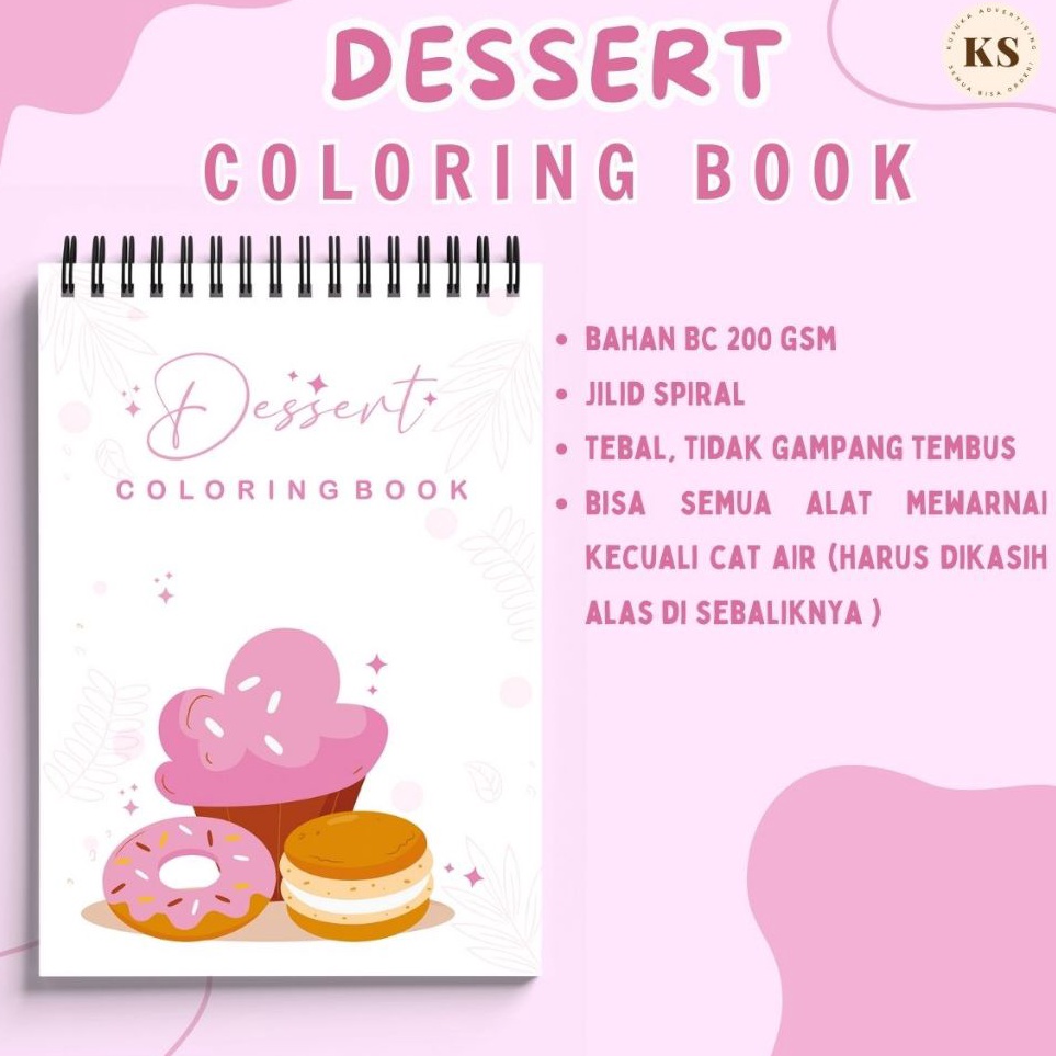 

Dessert Coloring Book Buku Mewarnai Makanan Cozy Healing Book Untuk Remaja Anak Anak BC Tebal ART V2E8