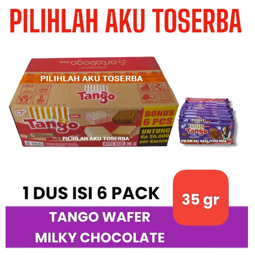 

Tango Wafer MILKY CHOCOLATE 35 gr - ( HARGA 1 DUS ISI 6 PACK )