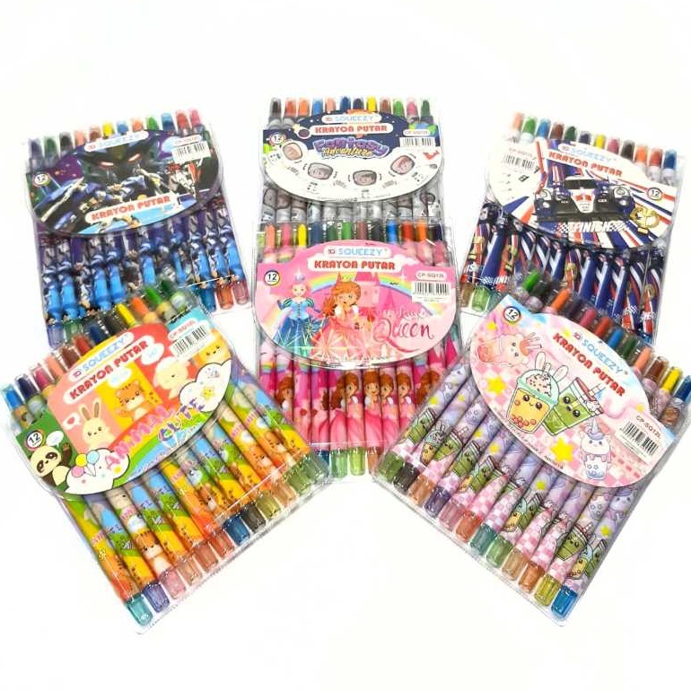 

KP8 1sets 12pcs Crayon Krayon Putar 12 Warna Panjang 17cm