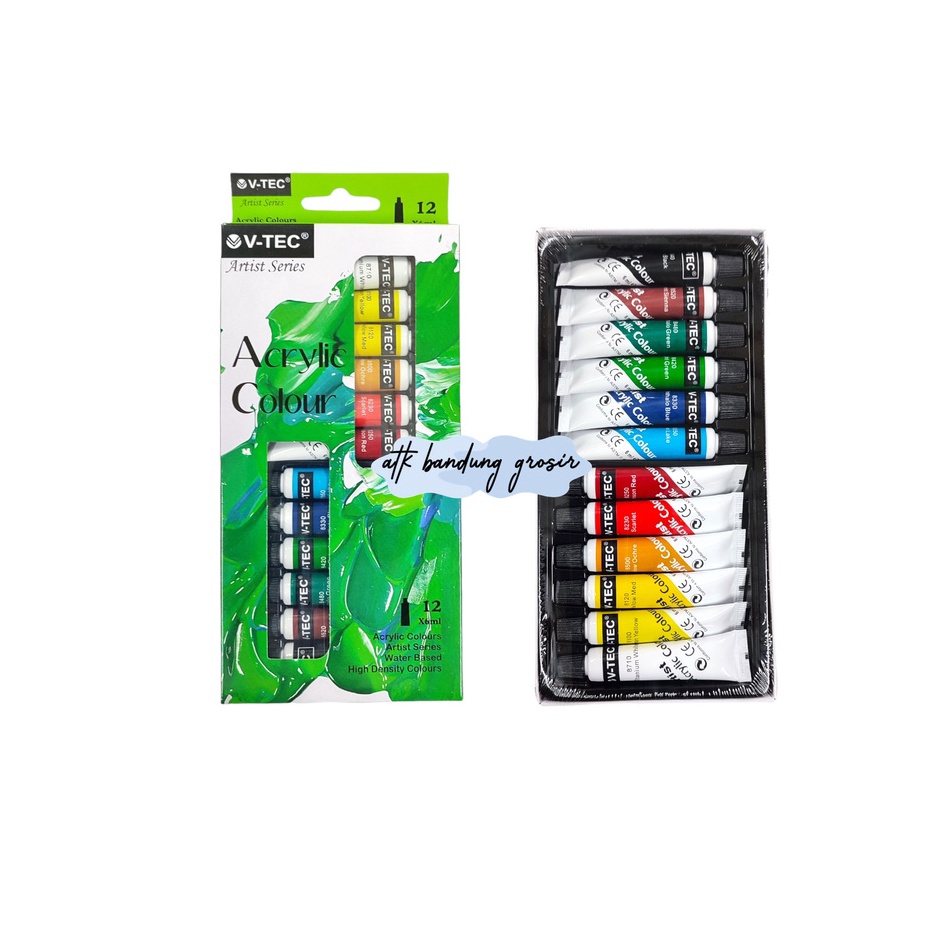 

KF7 Cat Akrilik VTEC VT612A Acrylic Colours 12 Warna x 6 ML Set