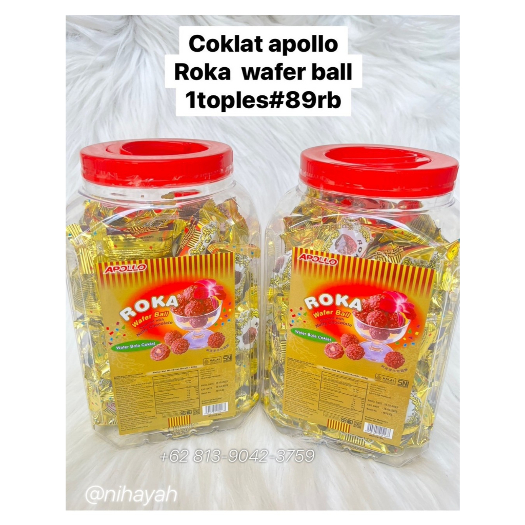 

Apollo Roka Toples Chocolate Wafer Ball Wafer Bola Coklat Isi 70 PCS