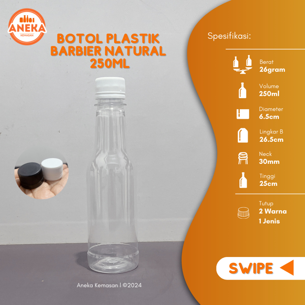 (Paket Isi 24pcs) Botol Plastik Barbier 250ml Bening Botol Barbier Grade B Botol Plastik 250ml Botol