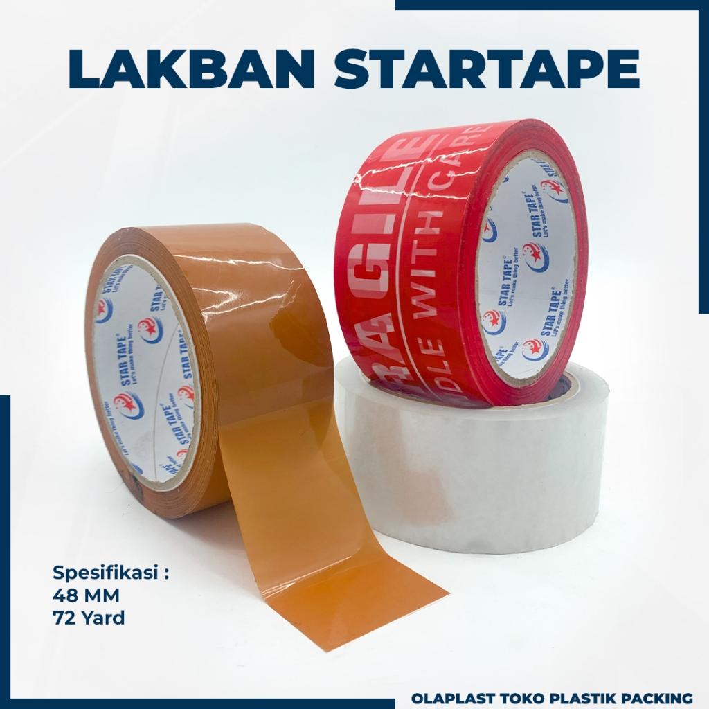 

Lakban STARTAPE 12Roll Bening/Coklat/Fragile 72 Y 48Mm LAKBAN OL SHOP