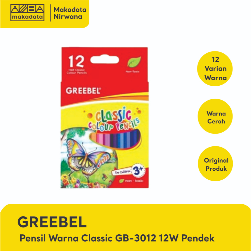 

GREEBEL PENSIL/PENCIL WARNA CLASSIC GB-3012 PENDEK 12 WARNA (1 PCS)