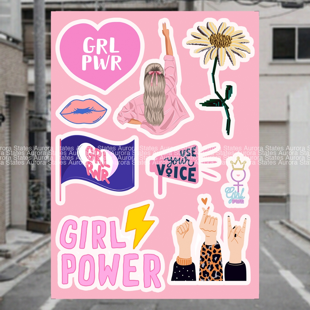 

Sticker Power Girl Vibes | Sticker Aesthetic Girl Power | Sticker Waterproof