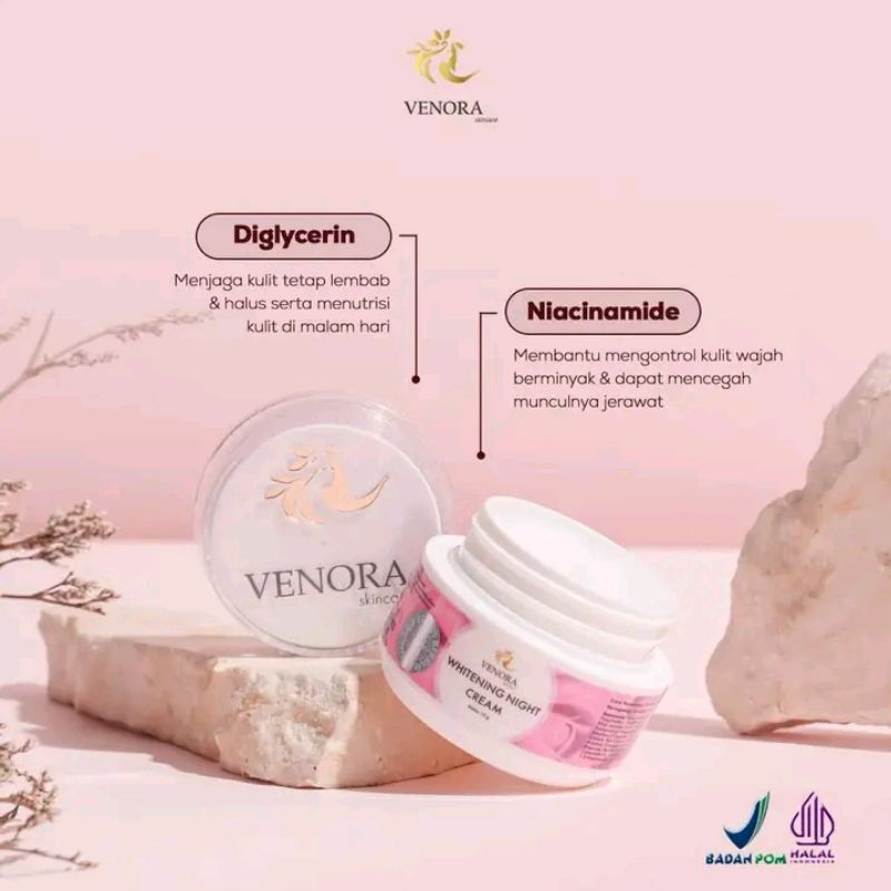 WHITENING NIGHT CREAM VENORA SKINCARE || Whitening Cream Malam Venora Skincare || Cream Malam Bright