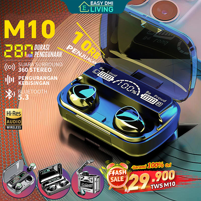 TWS M10/ M25/M19/M28/M90PRO Bluetooth Earphone Wireless Gaming Headset Bluetooth 5.3 With Mic Super 