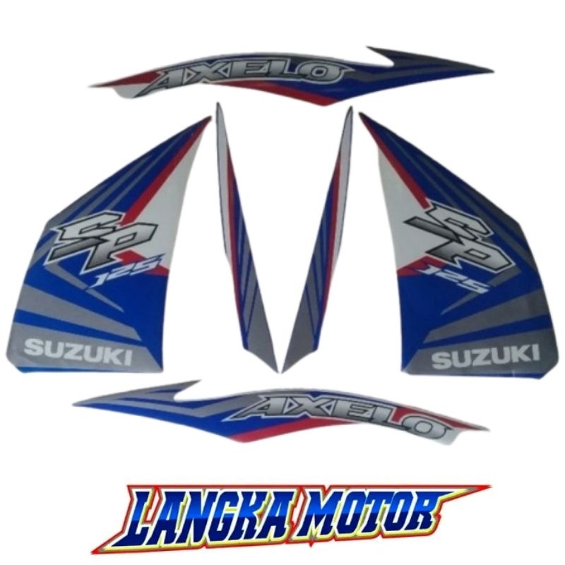 Axelo Striping Stiker body Biru Putih Suzuki Shogun AXELO SP