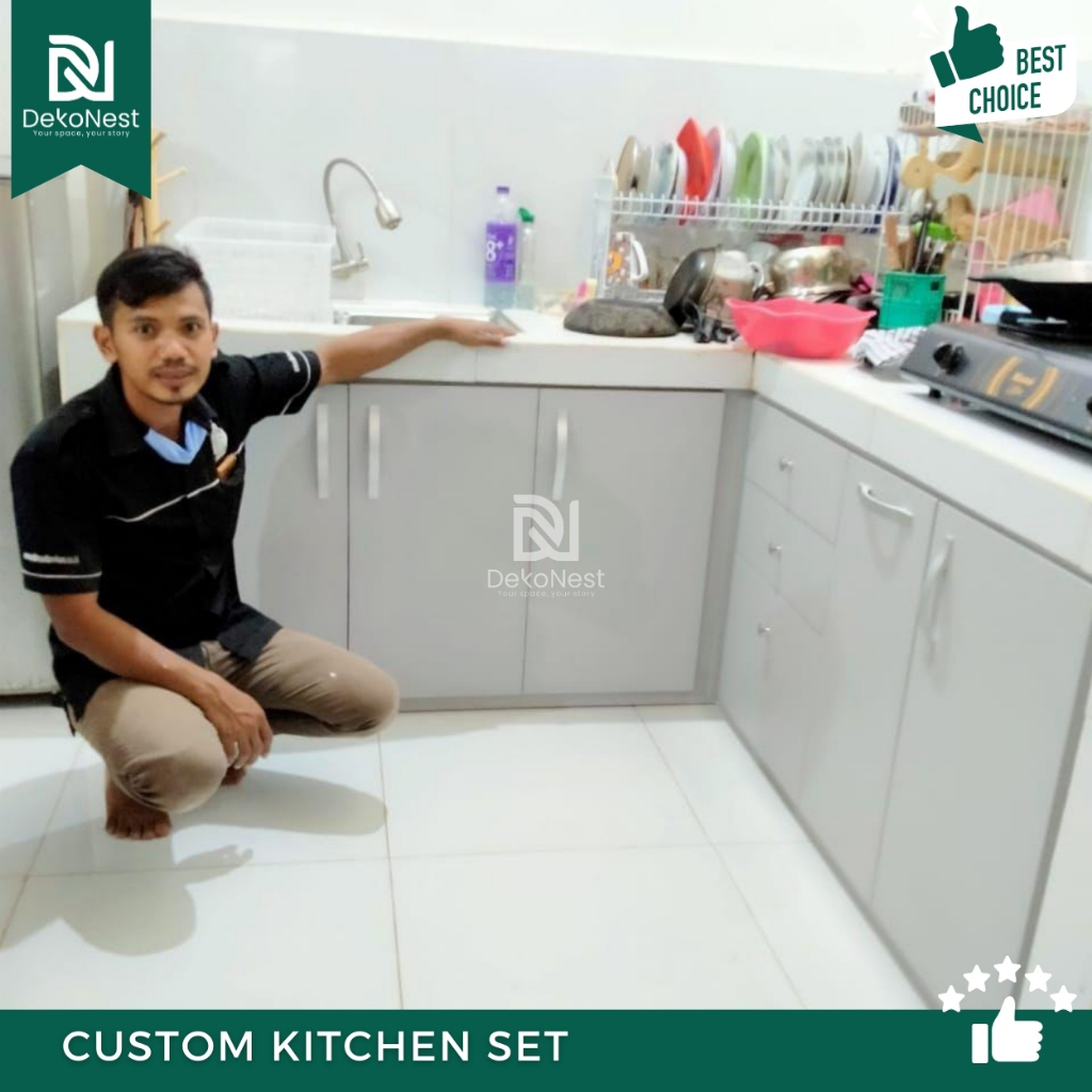Dekonest Kitchen Set Bawah Kompor Wastafel Custom HPL TACO Minimalis Modern untuk Dapur Estetik