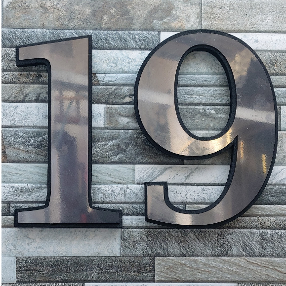 Nomor Rumah Stainless | Huruf Timbul | Nomer Alamat Plat dan Spon Tebal 1 cm