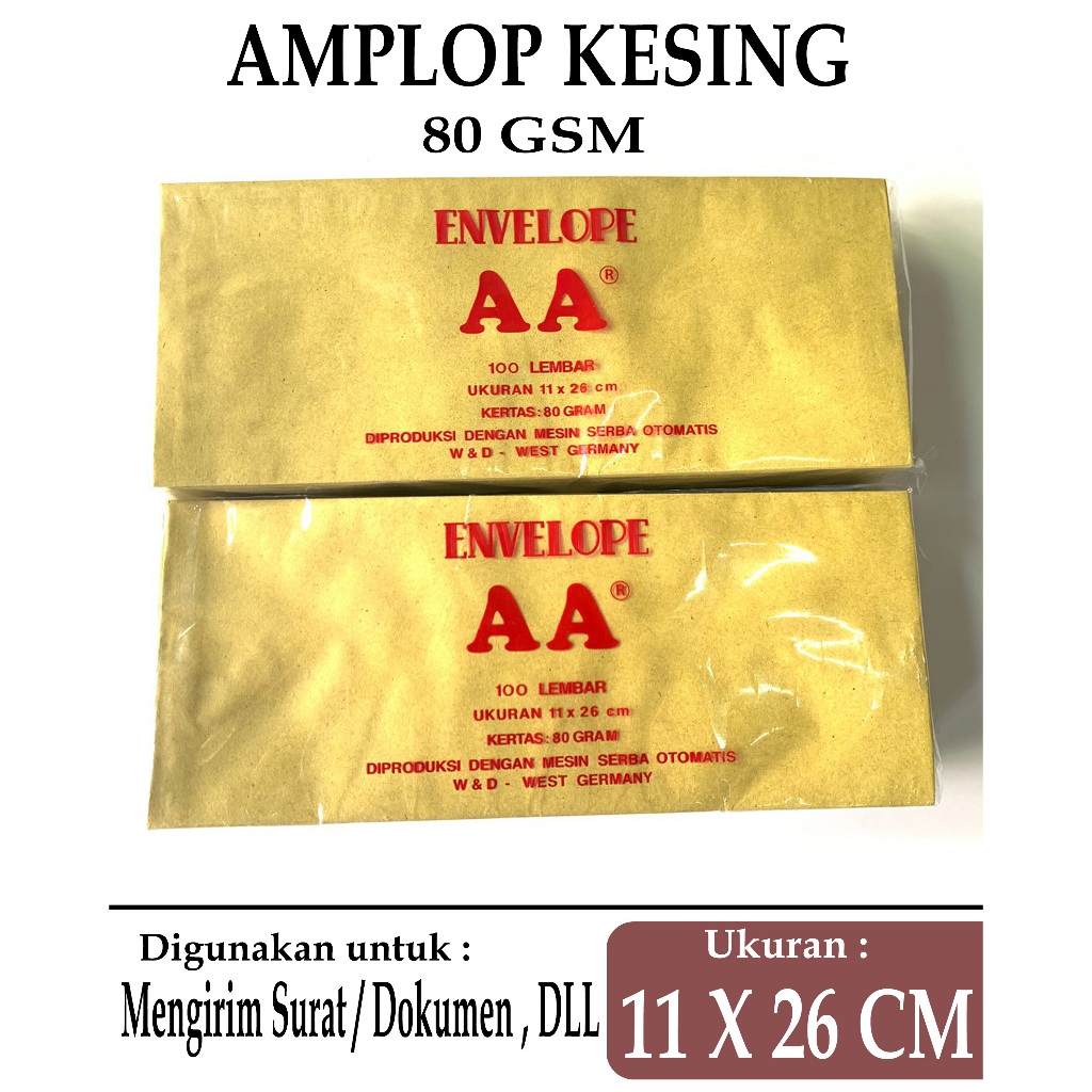 

AMPLOP KESING DINAS COKLAT POLOS 80 GSM UKURAN 11 X 26 CM , ISI 100 LEMBAR