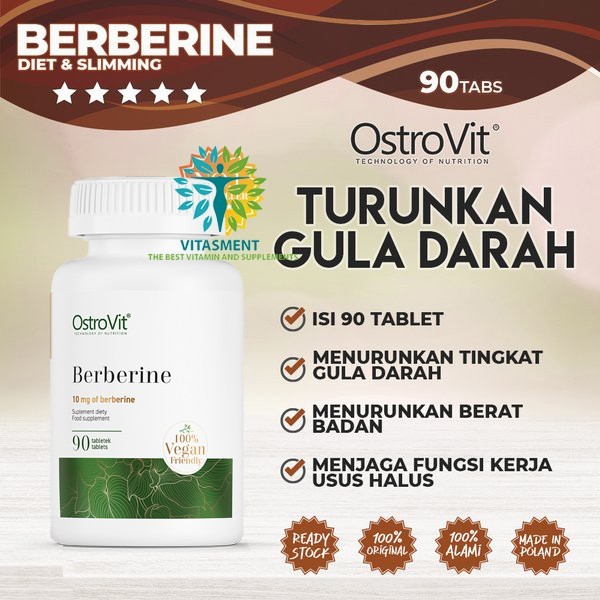 OstroVit BERBERINE 90 Tablet Suplemen Vitamin Ekstrak Berberis Obat Kesehatan Vitamin Gula Darah Dia