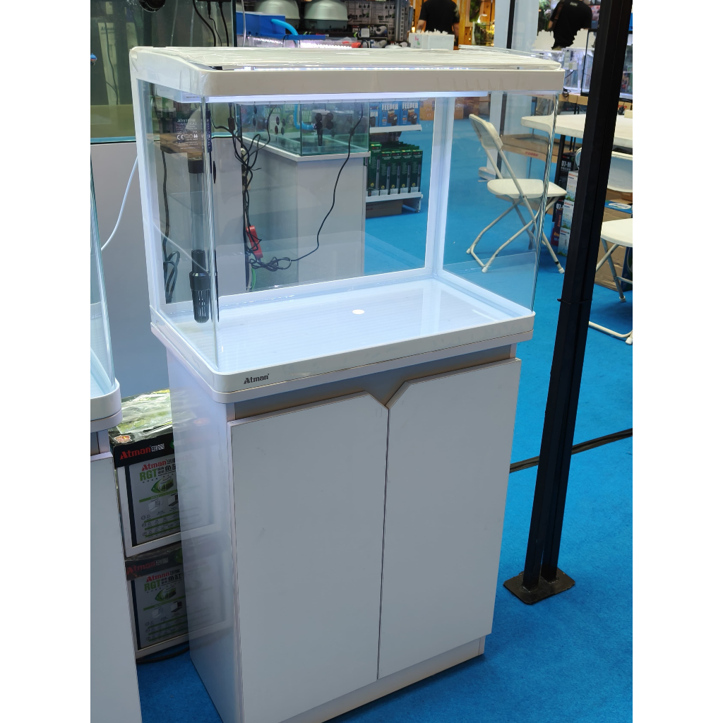 Aquarium ATMAN Set Lengkap Filter Lampu LED Kabinet XR600 Ukuran 60 Cm