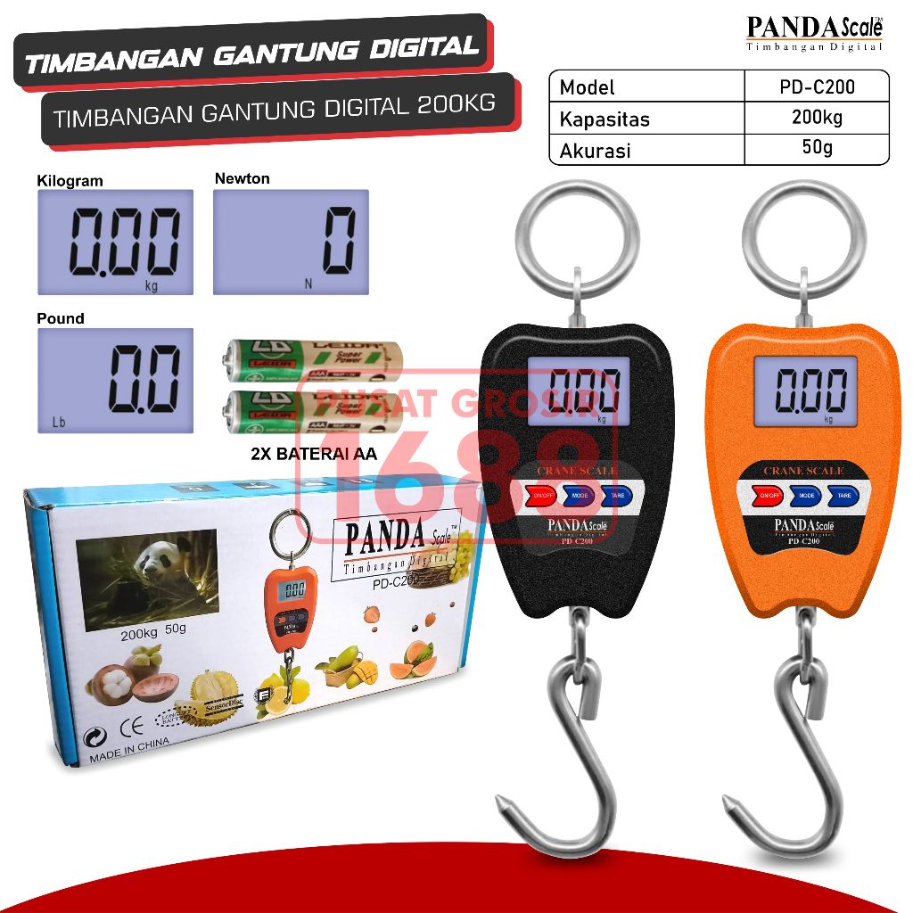 Timbangan Gantung Digital 200kg Hanging Scale Timbangan Barang Ayam Hewan Buah Sayur