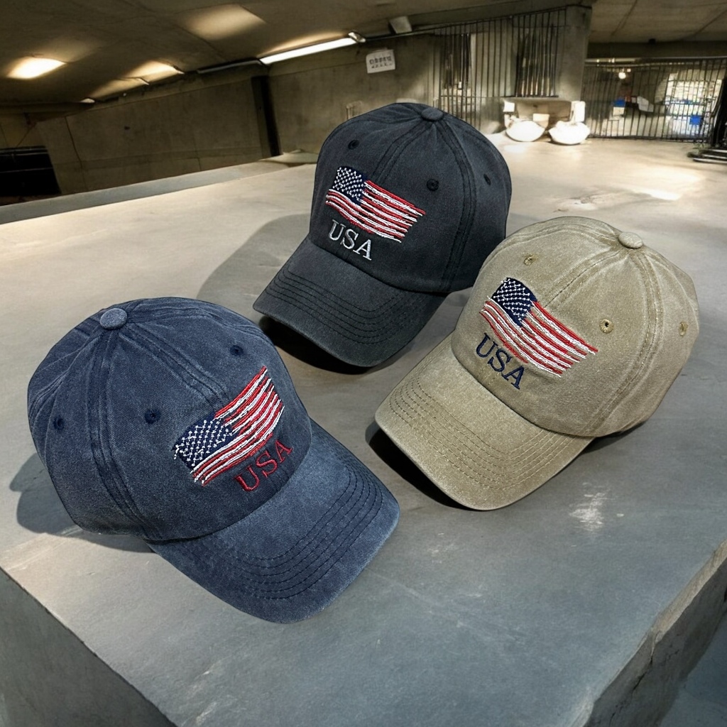 Baseball Cap Pria Cotton Wash Premium  Topi Casual Cowok Bordir USA
