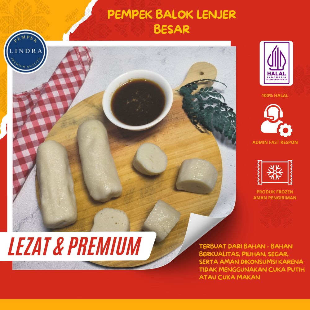 

Pempek Balok (Lenjer Besar) Isi 3 Pcs | Lezat & Premium | Pempek Lindra Official | Pempek Berkualitas.