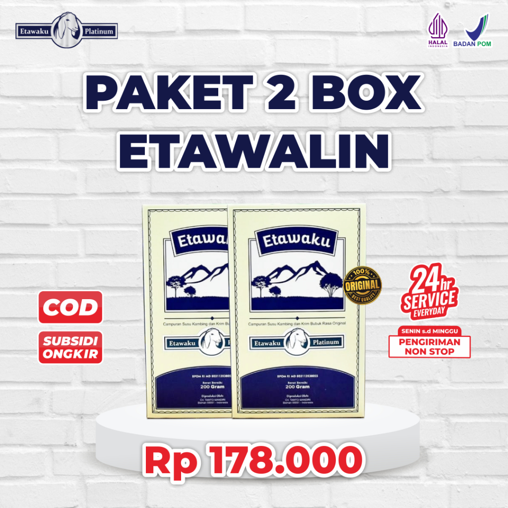 

ETAWAKU PLATINUM 2 BOX Susu Kambing Etawa Asli Original Provit Dan Krimer Bubuk Solusi Atasi Masalah Pernapasan / Asma / Kolesterol Tinggi Kalsium Rendah Lemak Rendah Gula Atasi Gangguan Tulang Dan Sendi Osteoporosis Nafas Lega