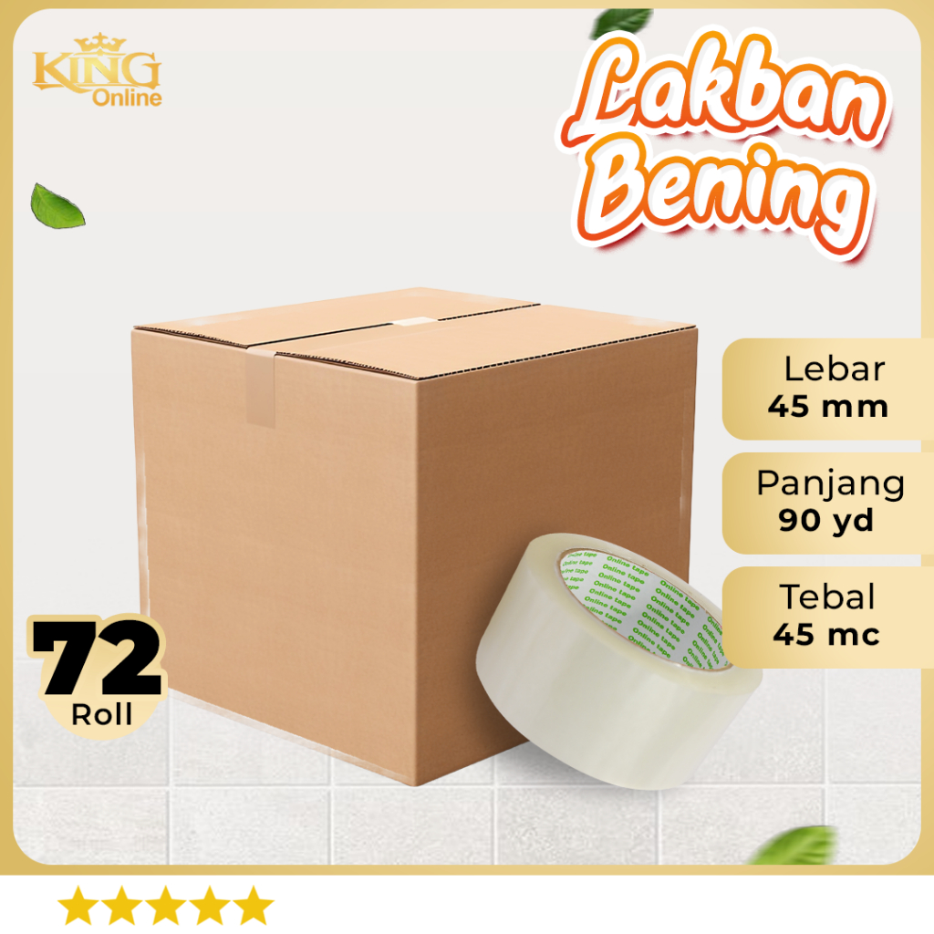 

1 DUS Lakban Bening 45 MM X 100 Yard ECO ONLINE TAPE OPP 72 Roll Kuat tebal / Plakban clear