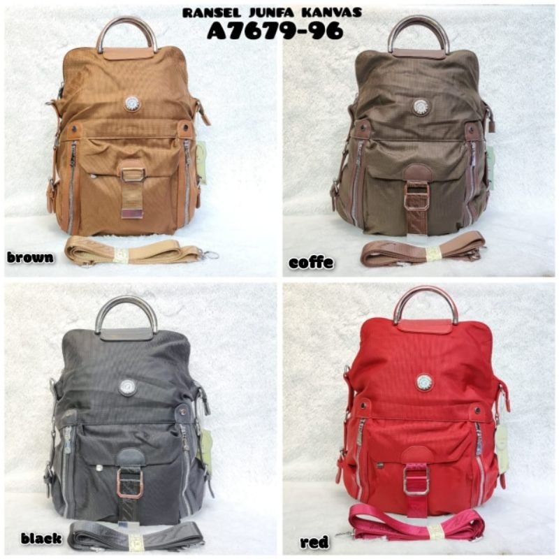 TAS RANSEL JUNFA 9679-96 BAHAN KANVAS MULTIFUNGSI - TAS LAPTOP WANITA