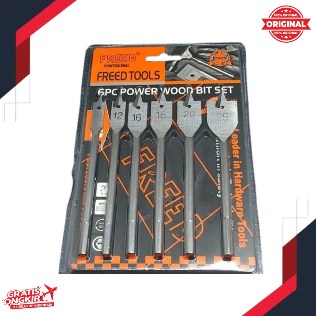 Mata Bor Kayu Kipas Set ISI 6PCS/MATA BOR PELUBANG KUNCI/MATA BOR LUBANG KAYU/POWER ORIGINAL FREED
