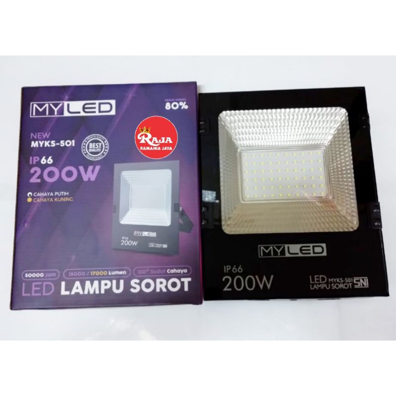 MYLED SMD SUNSAFE floodlight LAMPU SOROT TEMBAK KAP TAMAN 50W 100W 200W 300W 500W WATT CAHAYA KUNING