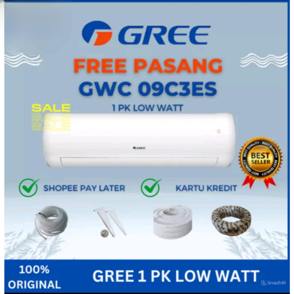 AC GREE 1 PK DELUXE LOW WATT 09C3ES 695 WATT UNIT / UNIT + PASANG / AC GREE LOW WATT