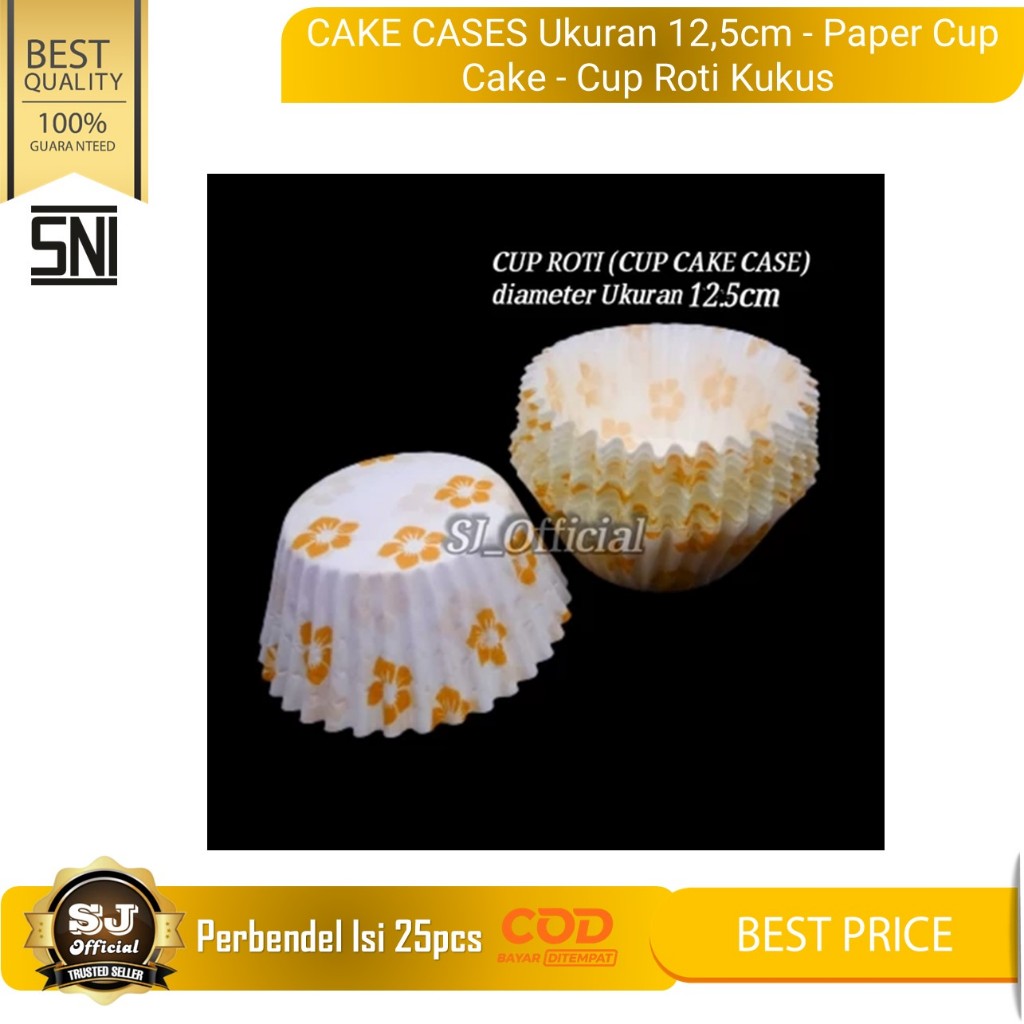 CAKE CASES Ukuran 12,5cm - Paper Cup Cake - Cup Roti Kukus (Per 15pcs)