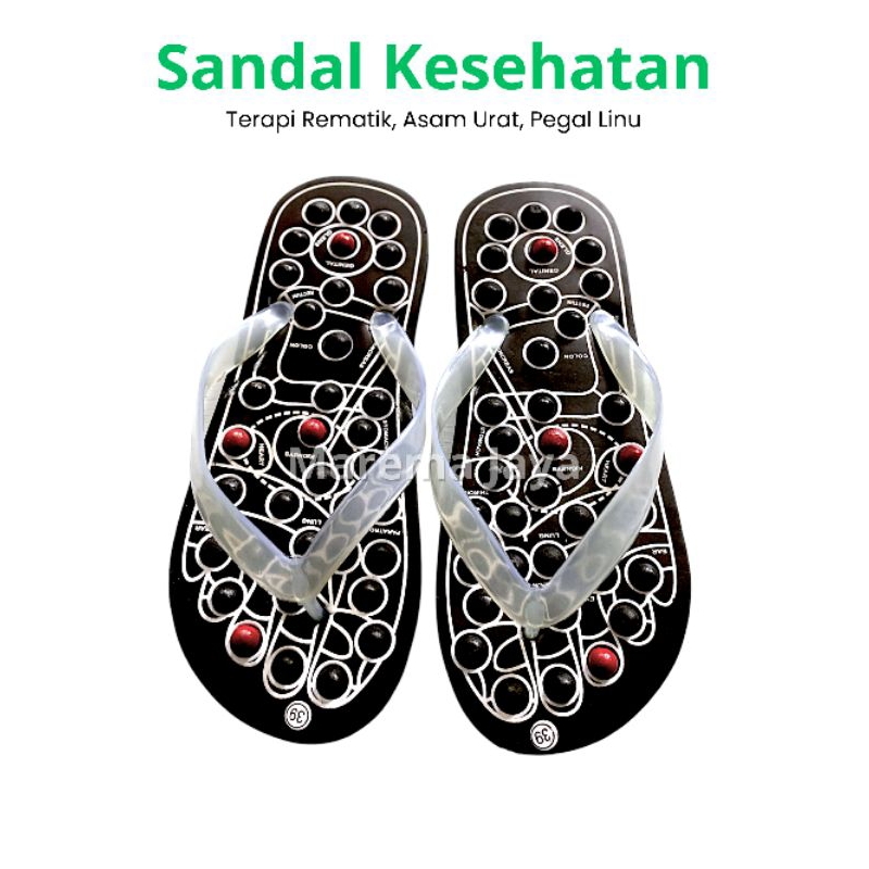 MAREMAJAYA Sandal Kesehatan Pria Wanita Sandal Rematik Duri Kayu Asli Sandal Refleksi Pijat Kaki San