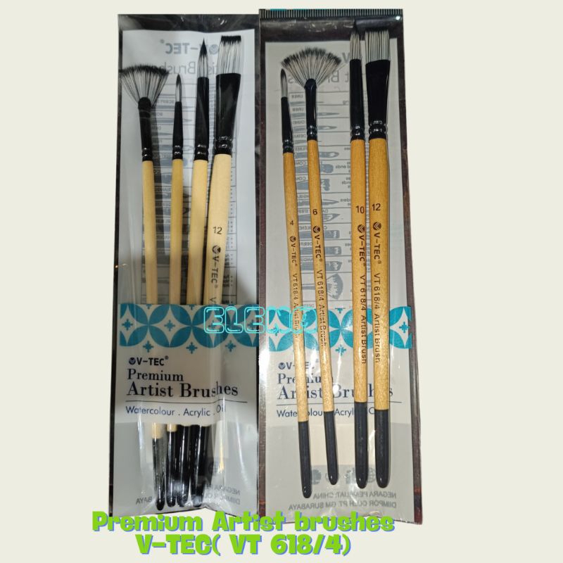 

V-TEC premium artist brushes/kuas lukis/watercolour/kuas cat set VT 618/4