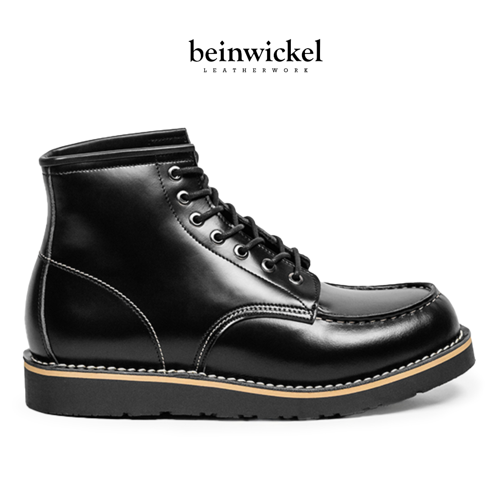 Beinwickel - Sepatu Boots Kulit Pria | Moc Toe Boots Black