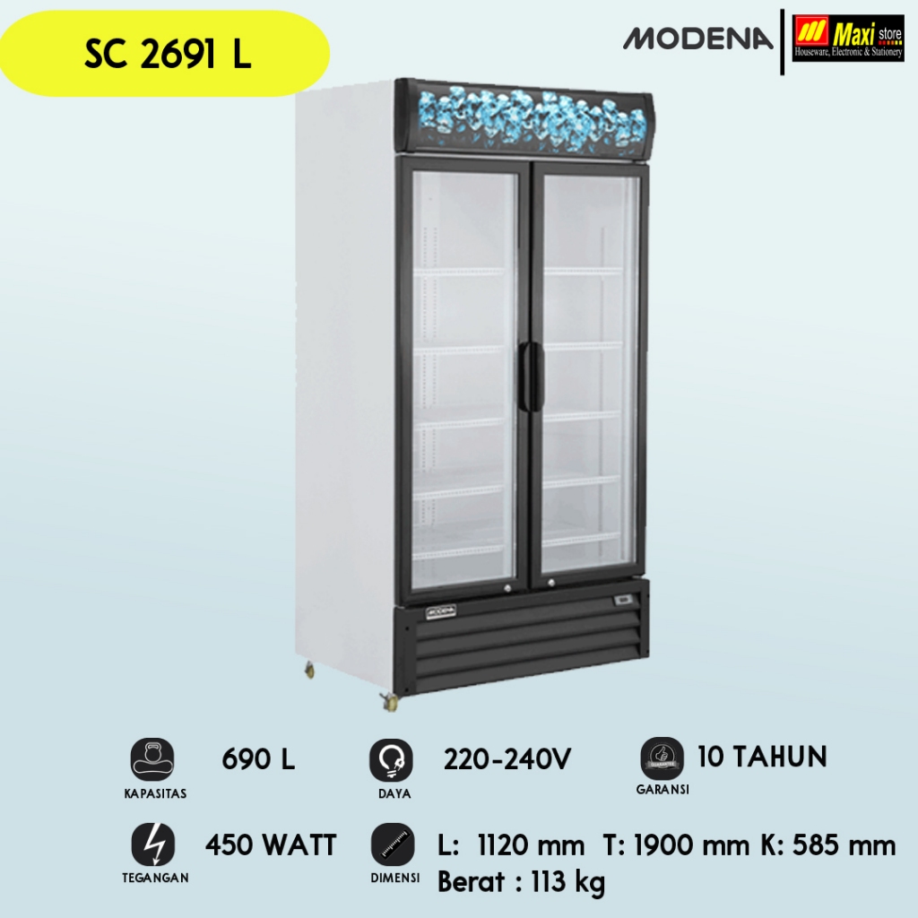 MODENA Showcase 2 Pintu 690L SC 2691 L - Garansi Resmi
