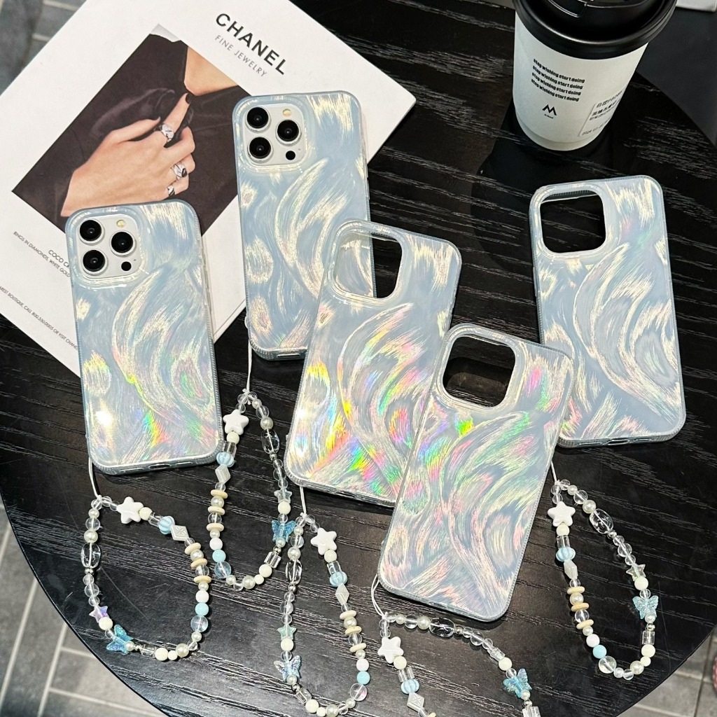 GC171 CLARITY Swirl Hologram Case Silver Textured With Charm - Hardcase/ Casing For REALME 14 C75 C1