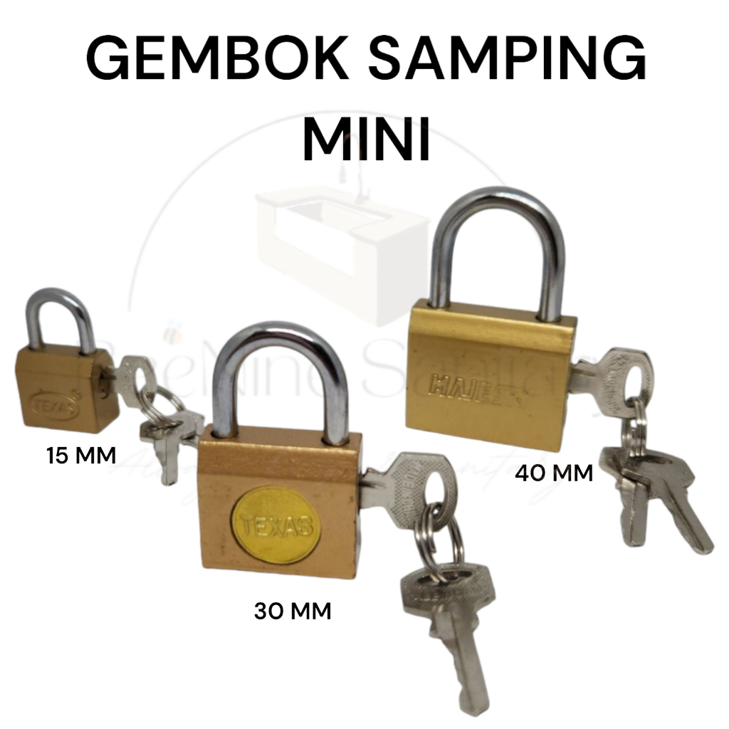 TEXAS MAJESTY Gembok Kunci Samping/ Gembok Kuningan Koper / Gembok Kecil 3 pcs anak Kunci / Gembok K
