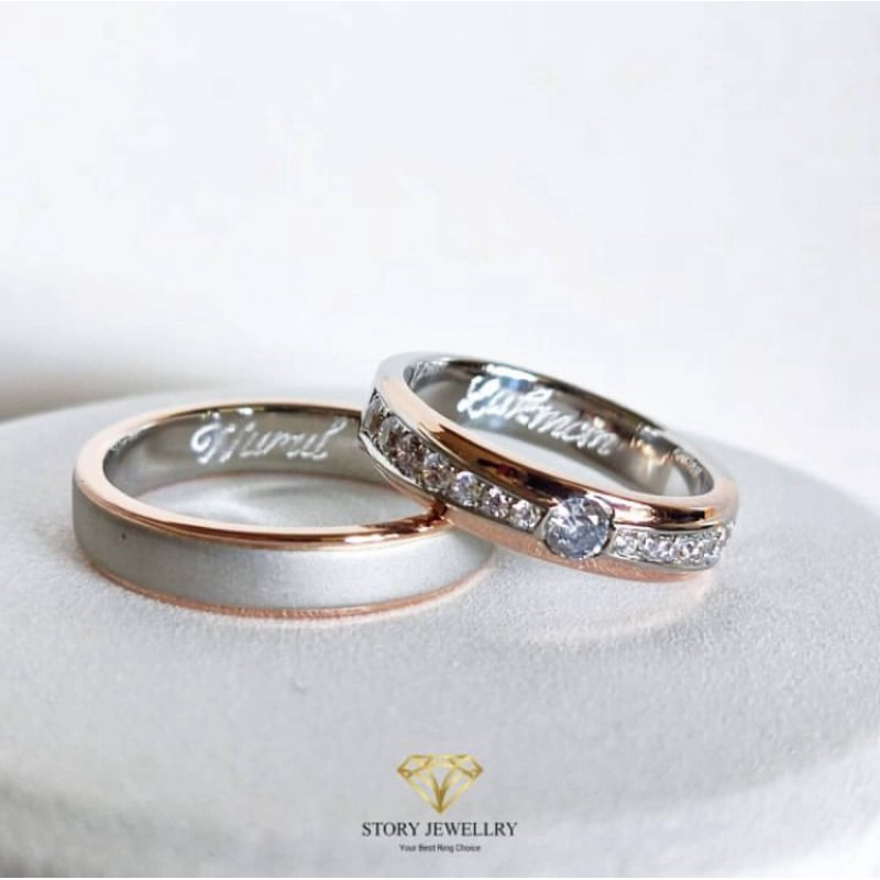 Cincin nikah dan tunangan emas dan platinum story jewelry