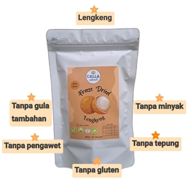 

(20 gr) FREEZE DRIED LENGKENG LONGAN | CEMILAN BUAH 100% | PREMIUM | GLUTEN FREE | VEGAN