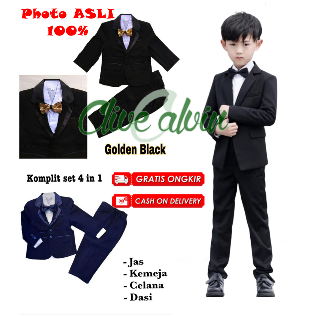 PRODUCT PREMIUM JAS ANAK HITAM, NAVY BLUE COMPLETE SET 4 IN 1 0-13 TAHUN