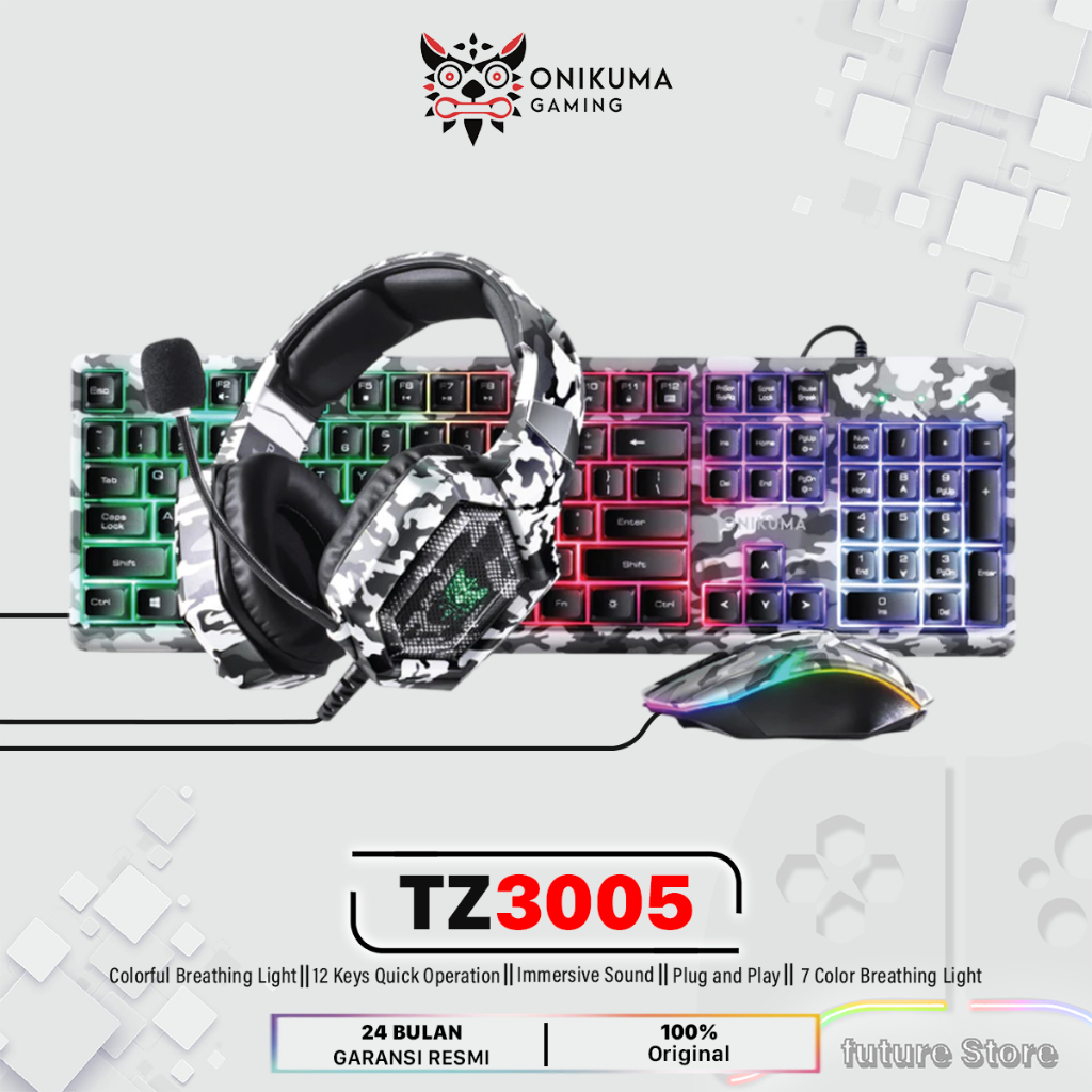 ONIKUMA PAKET SET 3 IN 1 GAMING -  HEADPHONE GAMING - HEADPHONE RGB - KEYBOARD GAMING - KEYBOARD GAM
