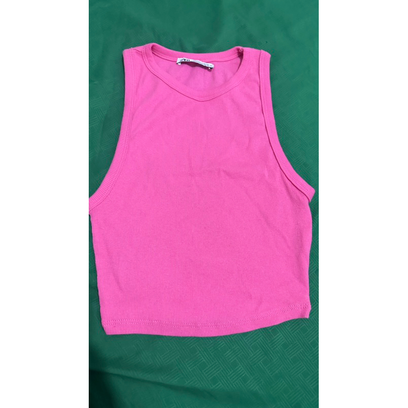 preloved crop tank top Zara pink size S