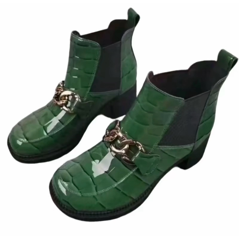 SEPATU BOOTS WANITA VINTAGE KULIT GLOSSY CROCO B31