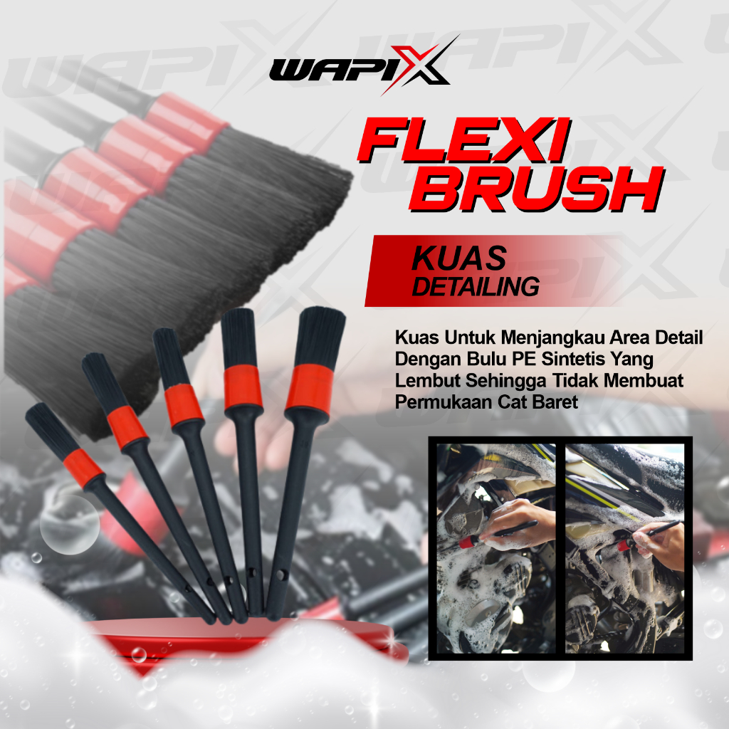 WAPIX - FLEXI BRUSH - Kuas Pembersih Mesin, Kuas Detailing Interior Eksterior Motor & Mobil