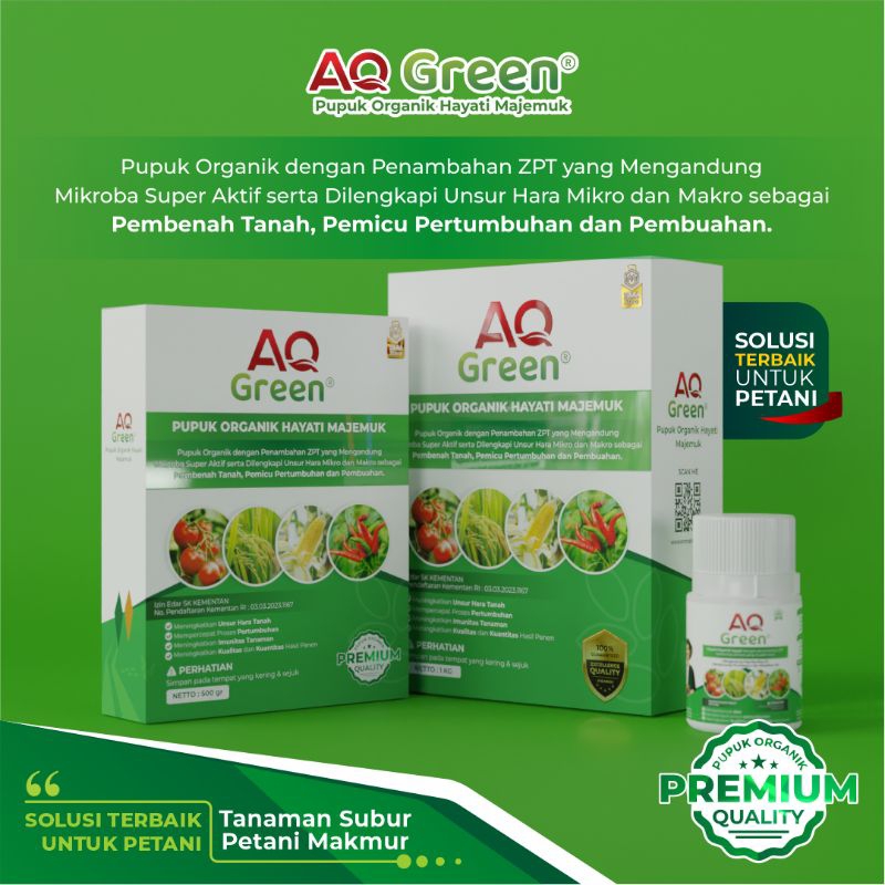 AQ Green Pupuk Organik Hayati Majemuk Pupuk Bubuk Sawit Karet Padi Kopi (50g, 500g, 1kg)