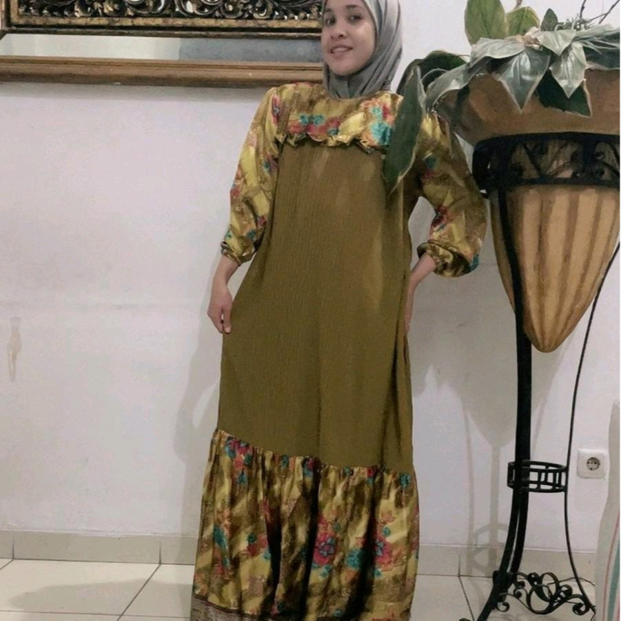 Gamis Abaya Armani Printing Plisket - Dress Muslim Dewasa Motif