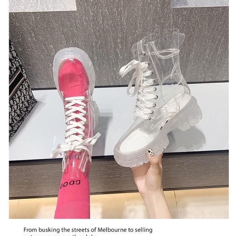KODE R2Q KUALITAS PREMIUM LC 151 Sepatu Wanita Heels Hak 151 BOOTS BOOT TRANSPARAN  kaos kaki random