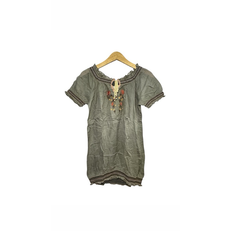 Preloved mini dress warna hijau lengan pendek