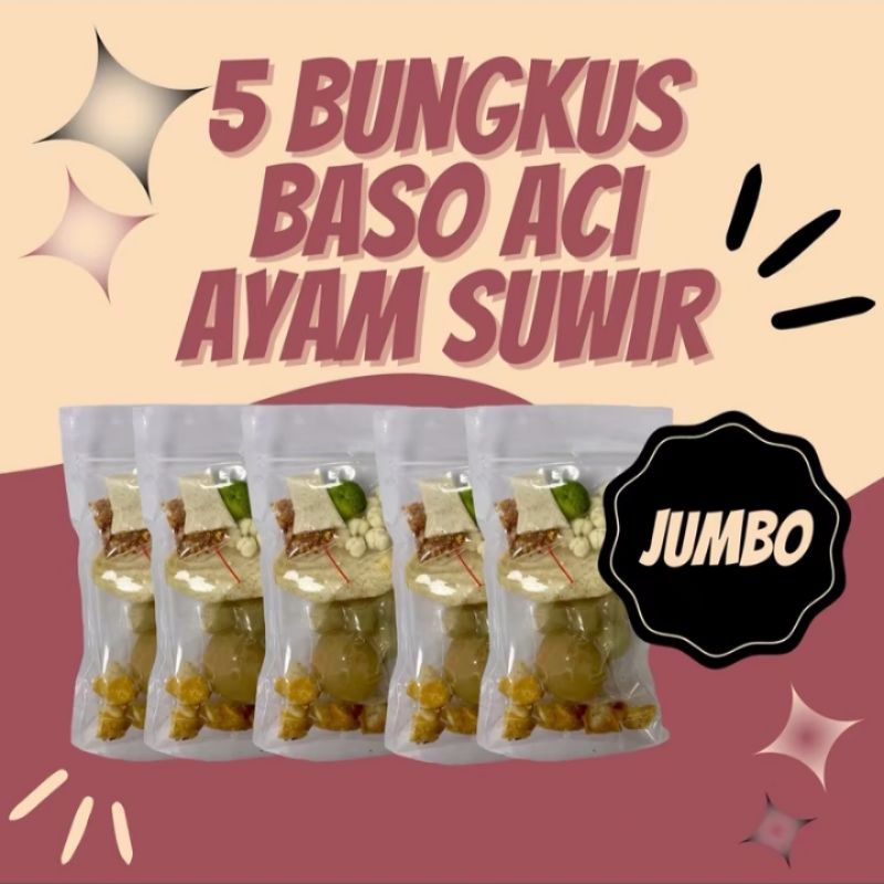 

COD- 5 BUNGKUS BASO ACI AYAM SUWIR JUMBO MANTUL DAN PEDAS