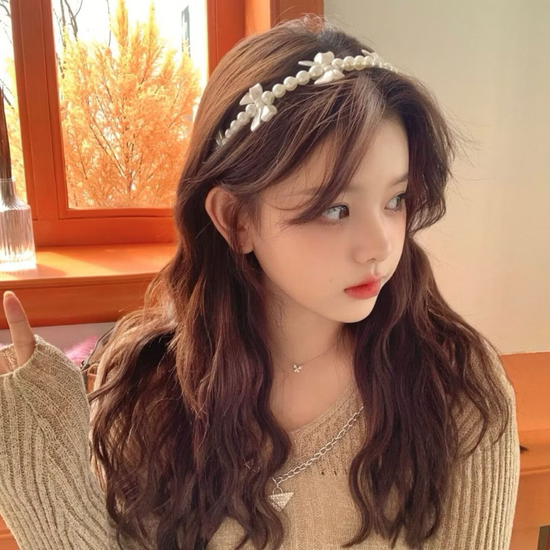 PROMO BANDO MANIK MUTIARA PITA PUTIH BANDANA WANITA HEADPIECE AKSESORIS HIJAB